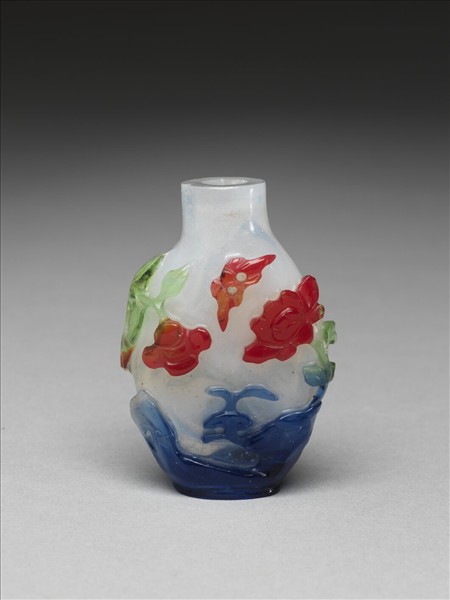 白套四色玻璃花蝶鼻煙壺