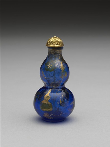 描金藍玻璃葫蘆鼻煙壺