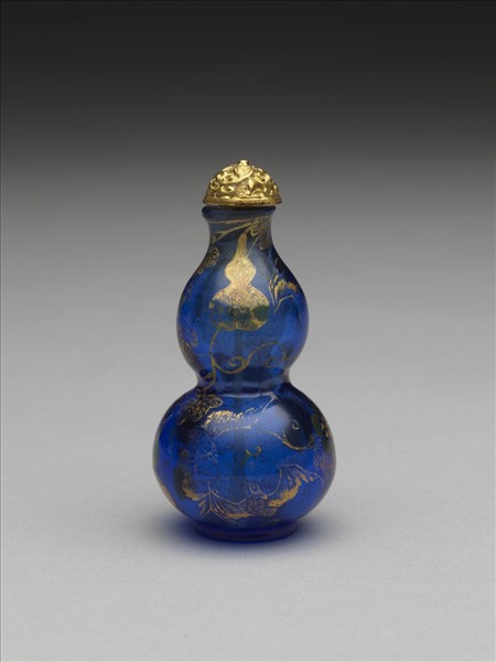 描金藍玻璃葫蘆鼻煙壺