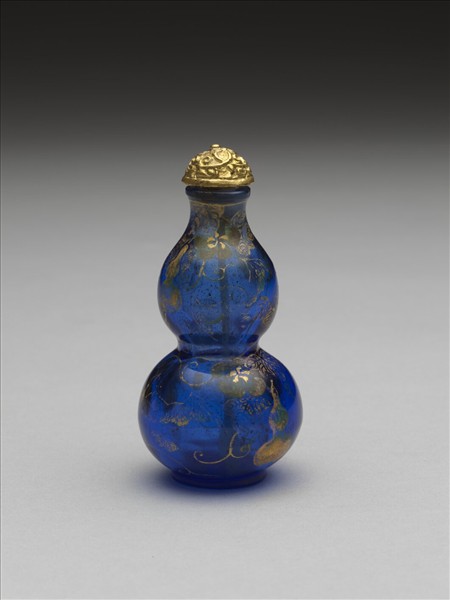描金藍玻璃葫蘆鼻煙壺
