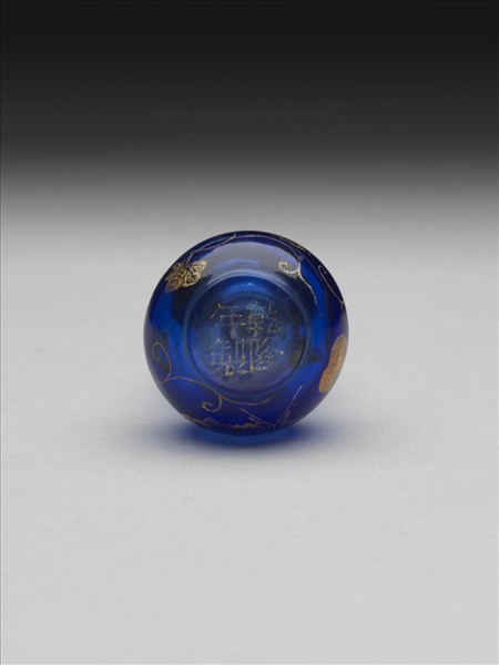 描金藍玻璃葫蘆鼻煙壺