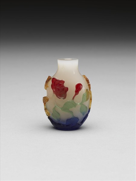 白套四色玻璃花蝶鼻煙壺