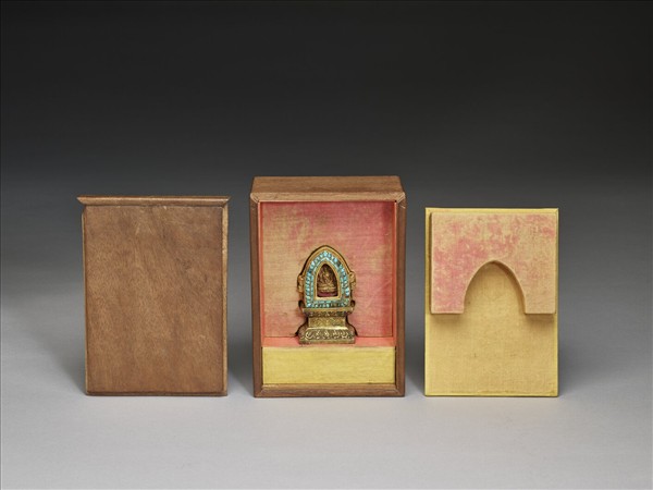 嵌松石金佛鍋 內供無量壽佛善業泥像