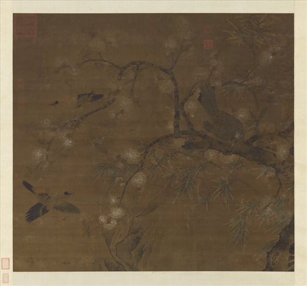 宋人竹樹鳴鳩圖　軸