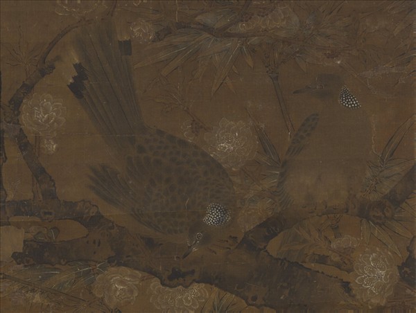 宋人竹樹鳴鳩圖　軸