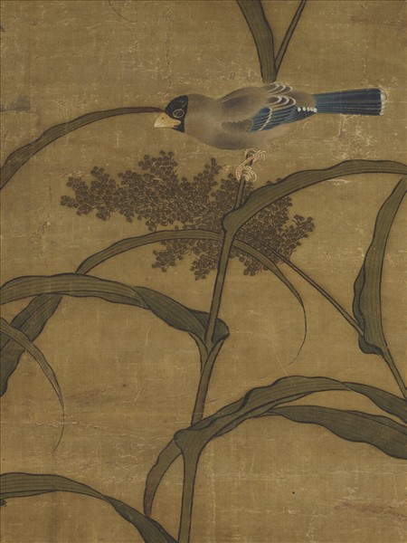元人嘉穀鳴禽圖　軸