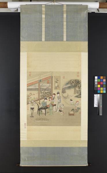 清金廷標畫曹大家授書圖　軸