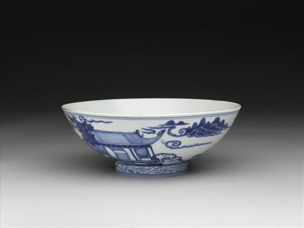 青花仙女乘鶴圖碗