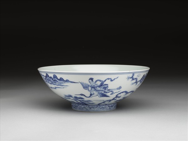 青花仙女乘鶴圖碗