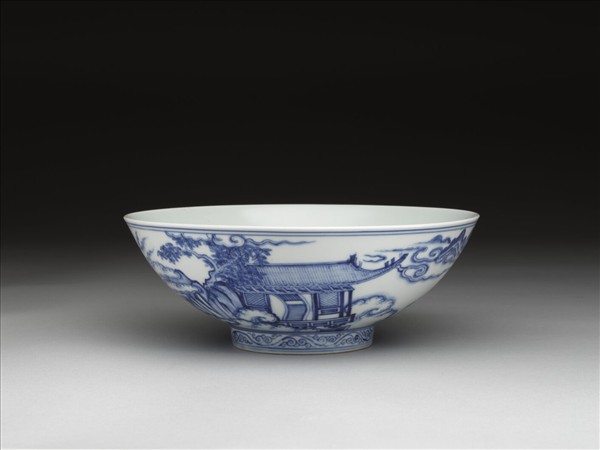 青花仙女乘鶴圖碗