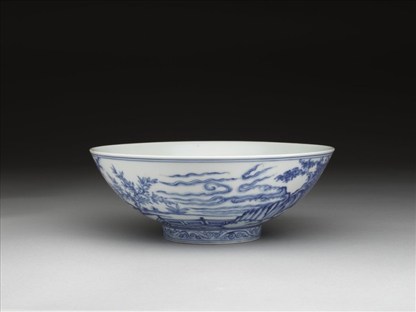 青花仙女乘鶴圖碗