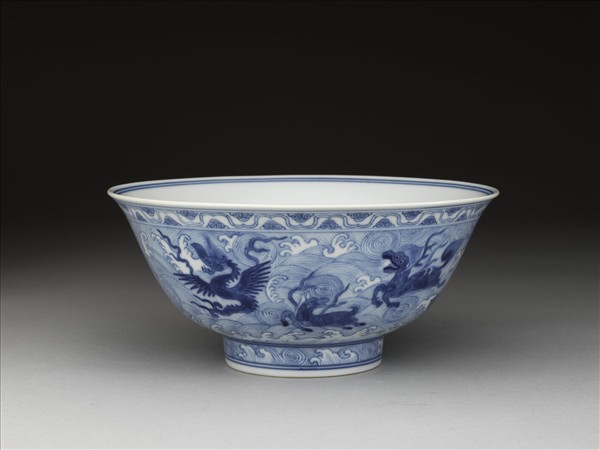 青花海獸紋碗