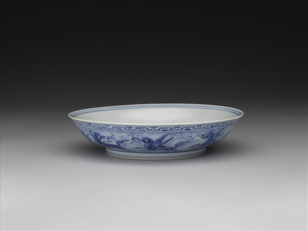 青花波濤海獸紋盤