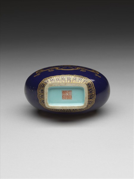 霽青釉描金花卉紋葫蘆扁瓶