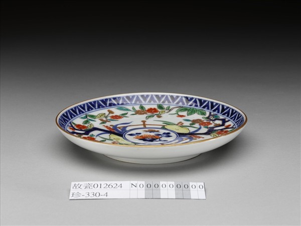 有田窯 青花五彩花卉紋碟