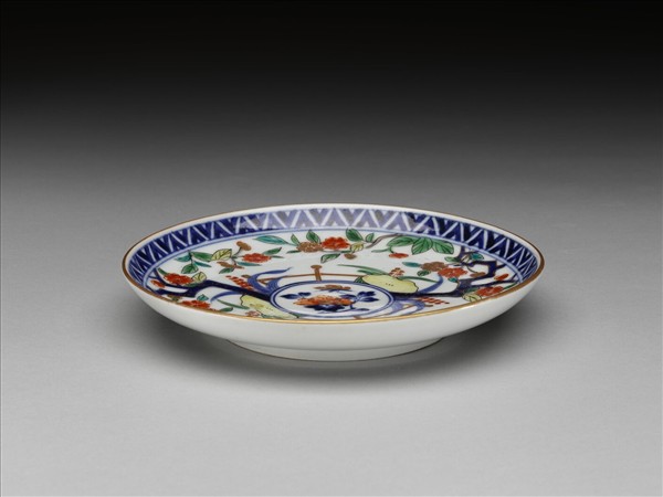 有田窯 青花五彩花卉紋碟