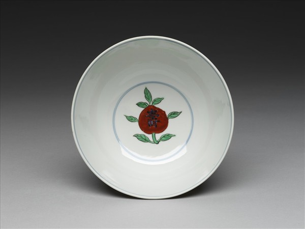 五彩靈芝壽字紋碗