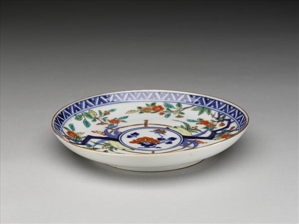 有田窯 青花五彩花卉紋碟