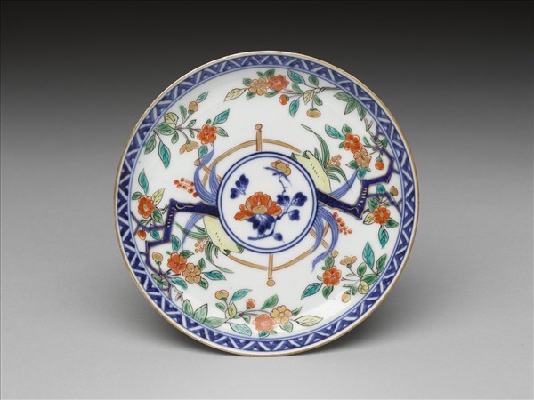 有田窯 青花五彩花卉紋碟