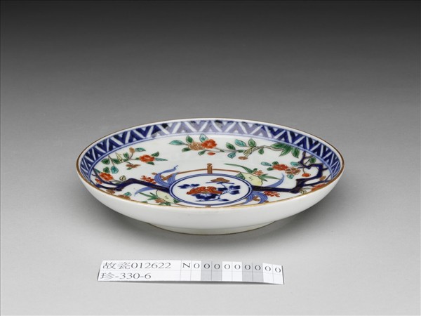 有田窯 青花五彩花卉紋碟