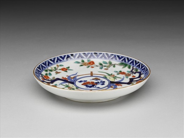 有田窯 青花五彩花卉紋碟