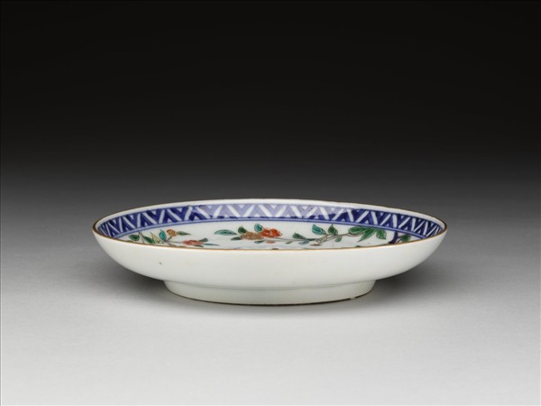 有田窯 青花五彩花卉紋碟