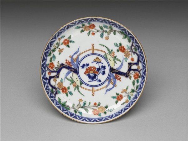 有田窯 青花五彩花卉紋碟