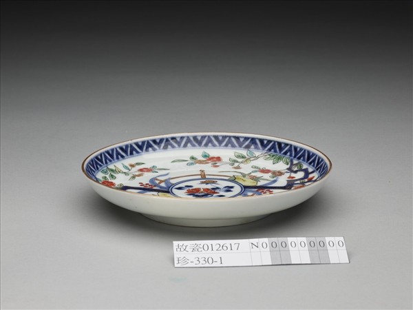 有田窯 青花五彩花卉紋碟
