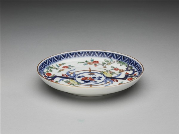 有田窯 青花五彩花卉紋碟