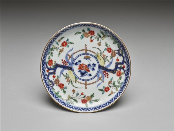 有田窯 青花五彩花卉紋碟