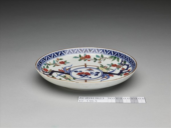 有田窯 青花五彩花卉紋碟