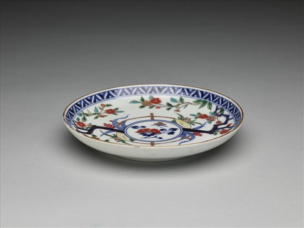 有田窯 青花五彩花卉紋碟