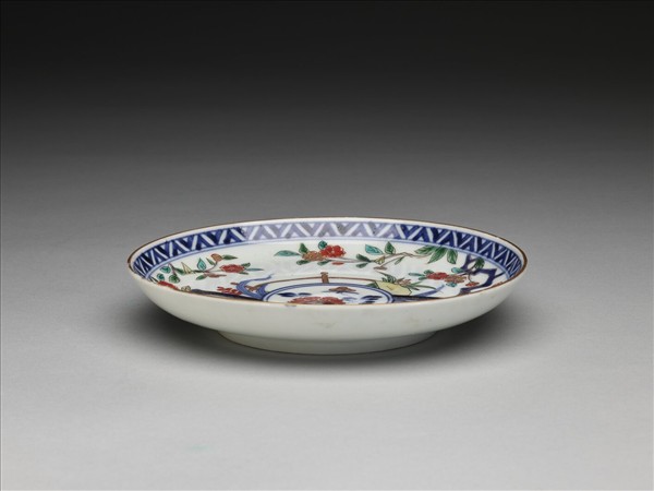 有田窯 青花五彩花卉紋碟