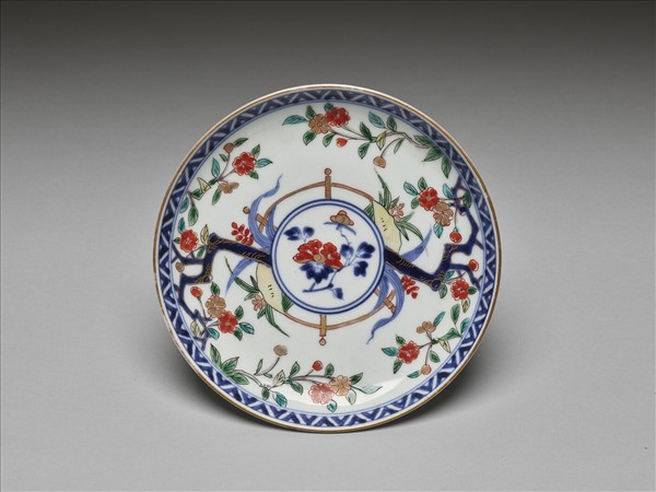 有田窯 青花五彩花卉紋碟