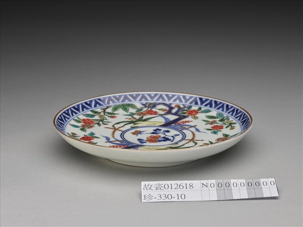 有田窯 青花五彩花卉紋碟