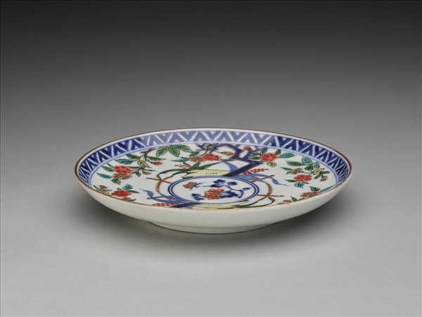 有田窯 青花五彩花卉紋碟