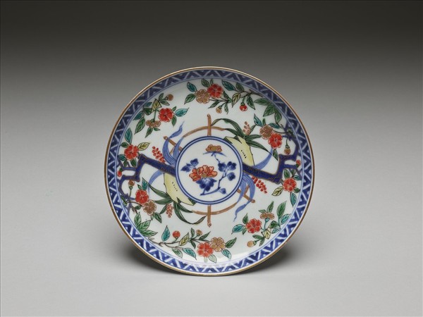 有田窯 青花五彩花卉紋碟