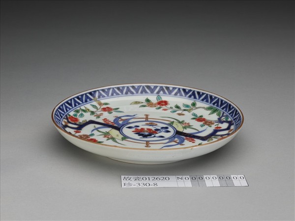 有田窯 青花五彩花卉紋碟