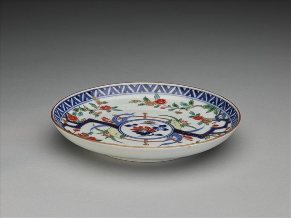 有田窯 青花五彩花卉紋碟