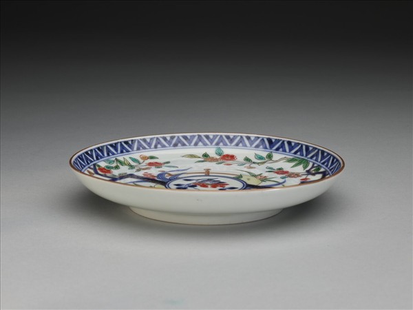 有田窯 青花五彩花卉紋碟