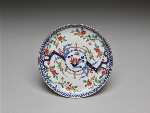 有田窯 青花五彩花卉紋碟