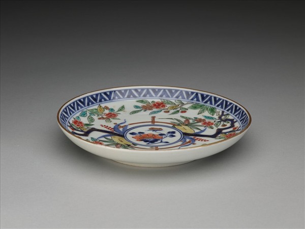 有田窯 青花五彩花卉紋碟