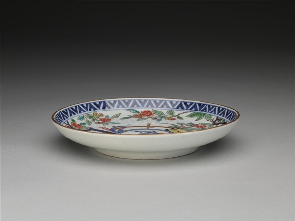 有田窯 青花五彩花卉紋碟