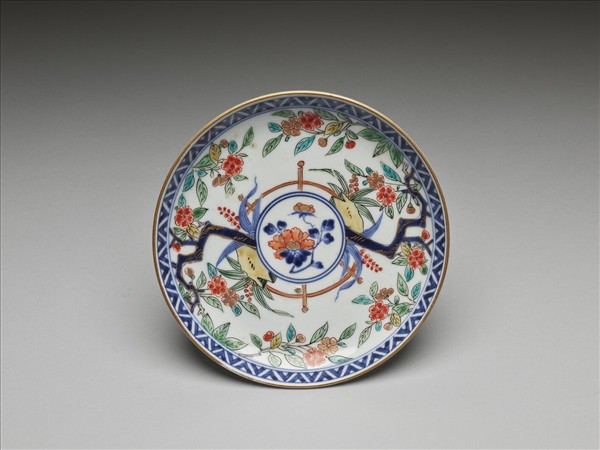 有田窯 青花五彩花卉紋碟