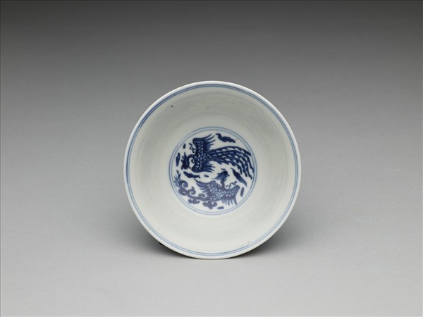 青花鳳凰紋高足杯