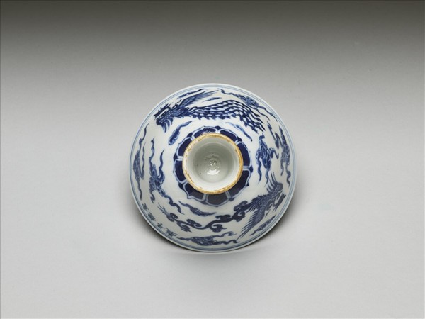 青花鳳凰紋高足杯