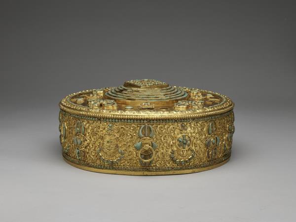 銀鍍金鑲松石滿達