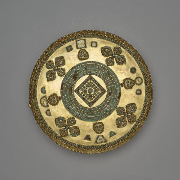 銀鍍金鑲松石滿達