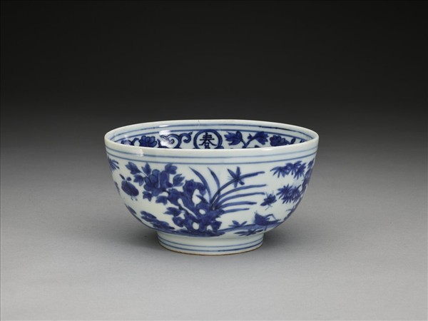 青花四季花卉碗