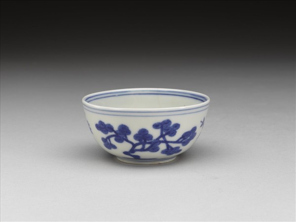 青花歲寒三友圖杯